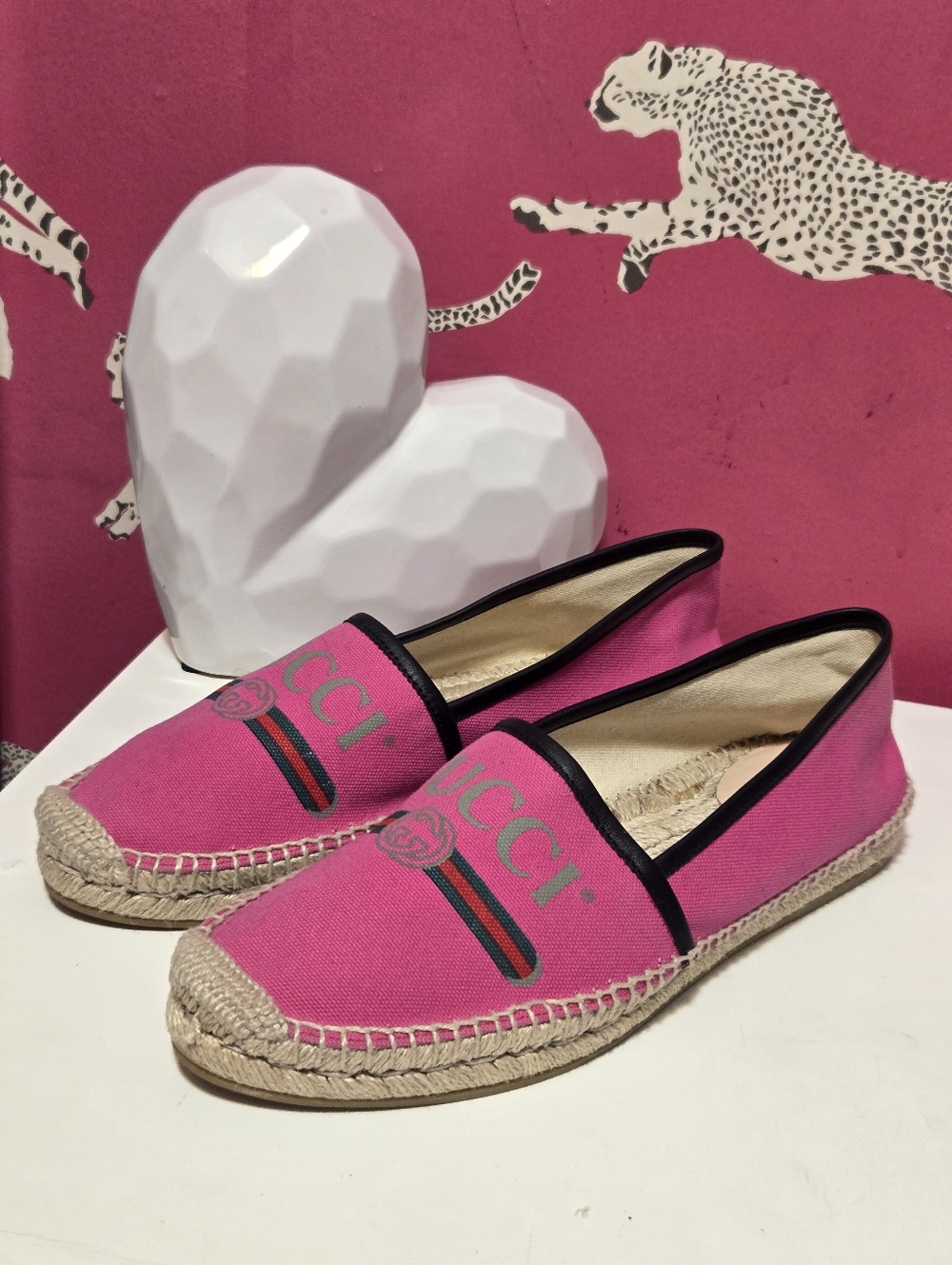 EUC GuccI Pilar Pink Canvas Logo Espadrilles Size 10 USA - Picture 12 of 12
